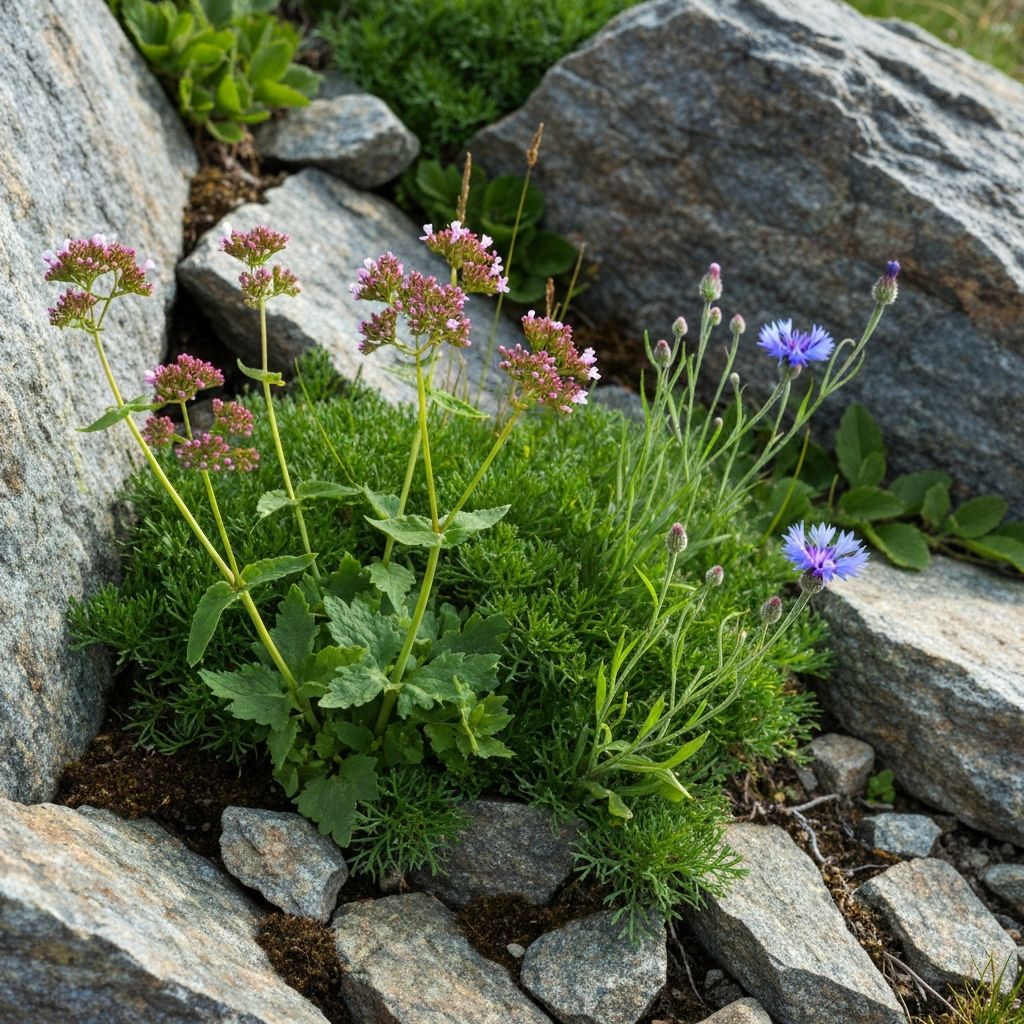 Alpine Kräuter auf Felsen